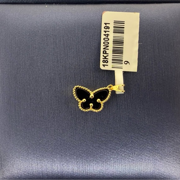 18K Genuine Gold & Black Mini Butterfly Pendant